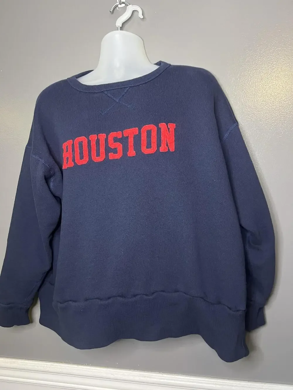 Ebbets Field Flannels Sweatshirt Mens 2XL Blue Houston Graphic USA Made Pullover
